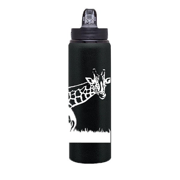 Black & White Giraffe Water Bottle